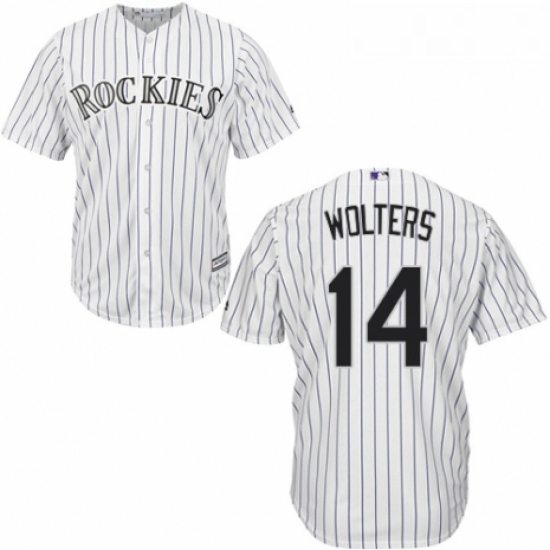 Youth Majestic Colorado Rockies 14 Tony Wolters Authentic White Home Cool Base MLB Jersey