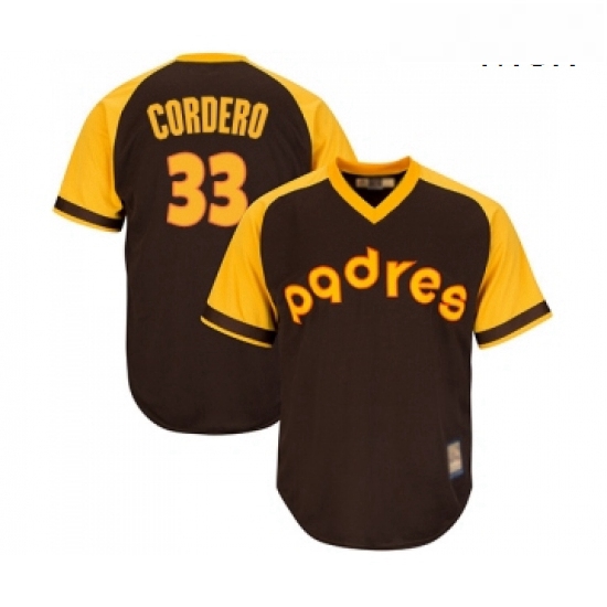 Mens San Diego Padres 33 Franchy Cordero Replica Brown Alternate Cooperstown Cool Base Baseball Jers