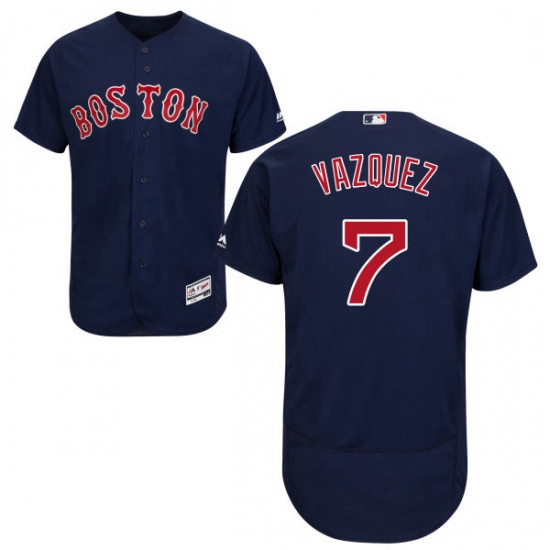 Mens Majestic Boston Red Sox 7 Christian Vazquez Navy Blue Alternate Flex Base Authentic Collection 