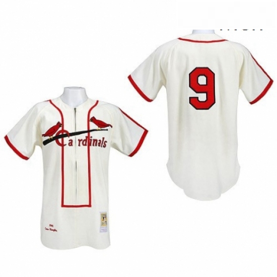 Mens Mitchell and Ness St Louis Cardinals 9 Roger Maris Authentic Cream Throwback MLB Jersey