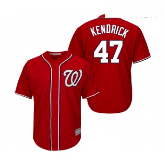 Mens Washington Nationals 47 Howie Kendrick Replica Red Alternate 1 Cool Base Baseball Jersey