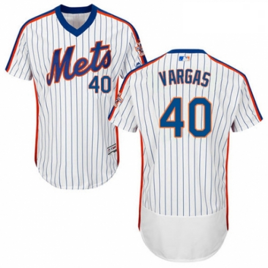 Mens Majestic New York Mets 40 Jason Vargas White Alternate Flex Base Authentic Collection MLB Jerse