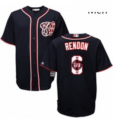 Mens Majestic Washington Nationals 6 Anthony Rendon Authentic Navy Blue Team Logo Fashion Cool Base 