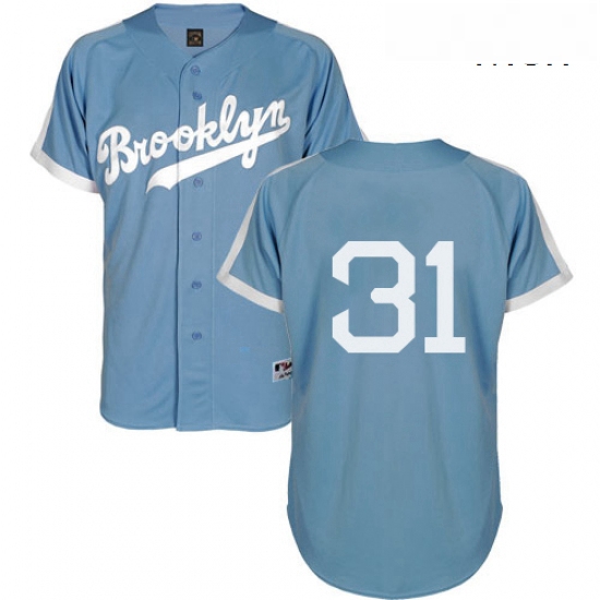 Mens Majestic Los Angeles Dodgers 31 Joc Pederson Authentic Light Blue Cooperstown MLB Jersey