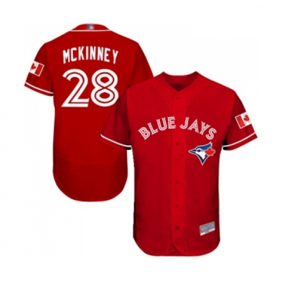 Mens Toronto Blue Jays 28 Billy McKinney Scarlet Alternate Flex Base Authentic Collection MLB Jersey