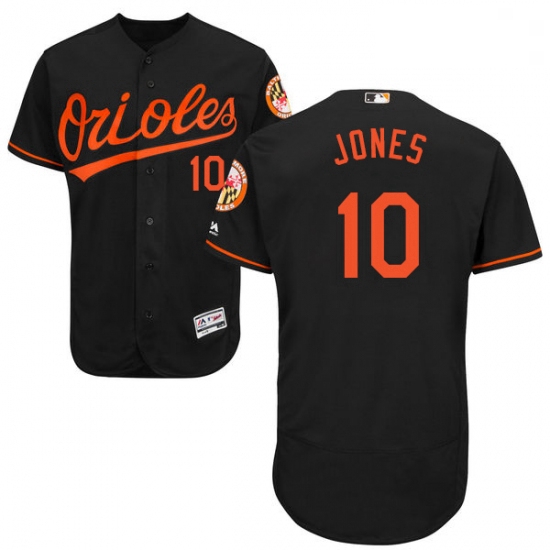 Mens Majestic Baltimore Orioles 10 Adam Jones Black Alternate Flex Base Authentic Collection MLB Jer