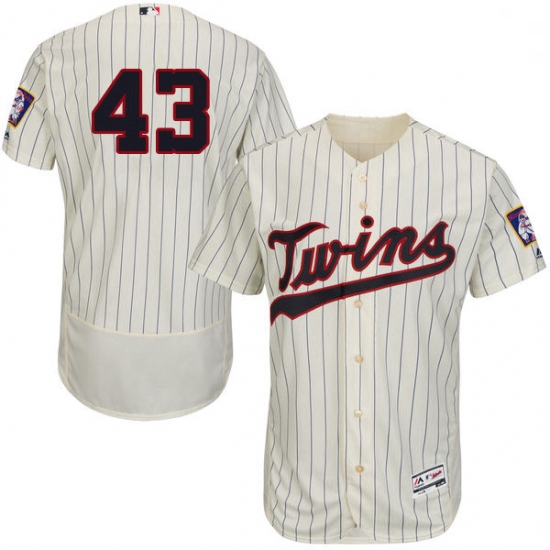 Mens Majestic Minnesota Twins 43 Addison Reed Cream Alternate Flex Base Authentic Collection MLB Jer