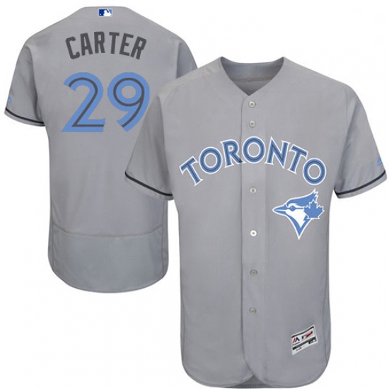 Mens Majestic Toronto Blue Jays 29 Joe Carter Authentic Gray 2016 Fathers Day Fashion Flex Base MLB 