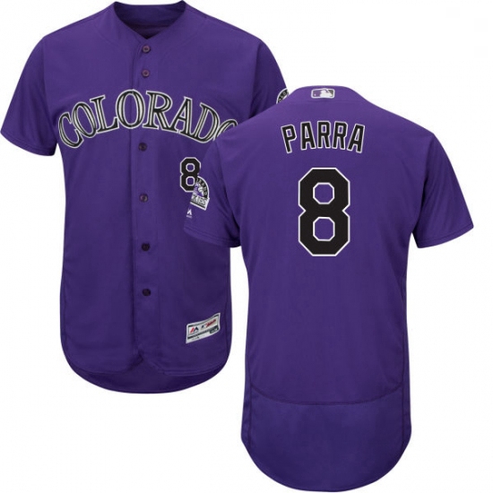 Mens Majestic Colorado Rockies 8 Gerardo Parra Purple Alternate Flex Base Authentic Collection MLB J