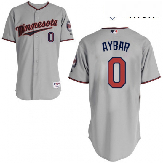 Mens Majestic Minnesota Twins 0 Erick Aybar Replica Grey Road Cool Base MLB Jersey