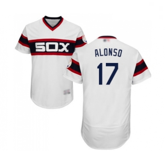 Mens Chicago White Sox 17 Yonder Alonso White Alternate Flex Base Authentic Collection Baseball Jers