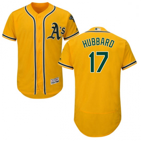 Mens Majestic Oakland Athletics 17 Glenn Hubbard Gold Alternate Flex Base Authentic Collection MLB J