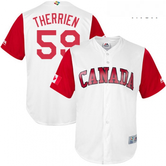 Mens Canada Baseball Majestic 59 Jessen Therrien White 2017 World Baseball Classic Replica Team Jers