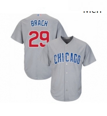 Mens Chicago Cubs 29 Brad Brach Replica Grey Road Cool Base Baseball Jersey