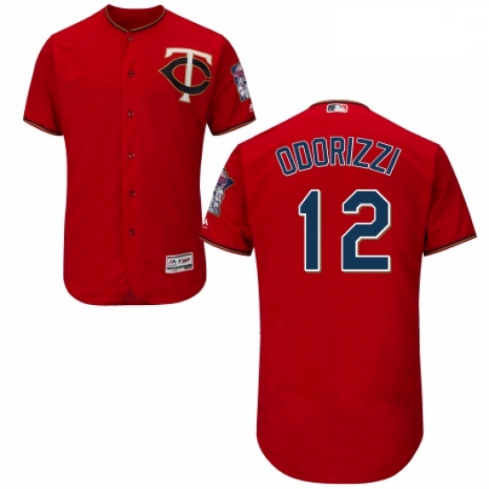 Mens Majestic Minnesota Twins 12 Jake Odorizzi Authentic Scarlet Alternate Flex Base Authentic Colle