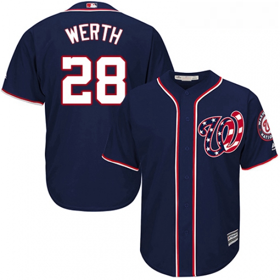 Youth Majestic Washington Nationals 28 Jayson Werth Replica Navy Blue Alternate 2 Cool Base MLB Jers