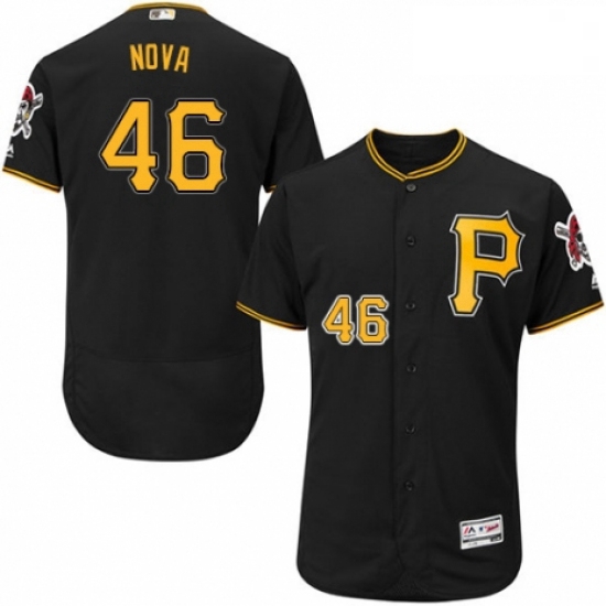 Mens Majestic Pittsburgh Pirates 46 Ivan Nova Black Alternate Flex Base Authentic Collection MLB Jer