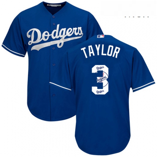 Mens Majestic Los Angeles Dodgers 3 Chris Taylor Authentic Royal Blue Team Logo Fashion Cool Base ML