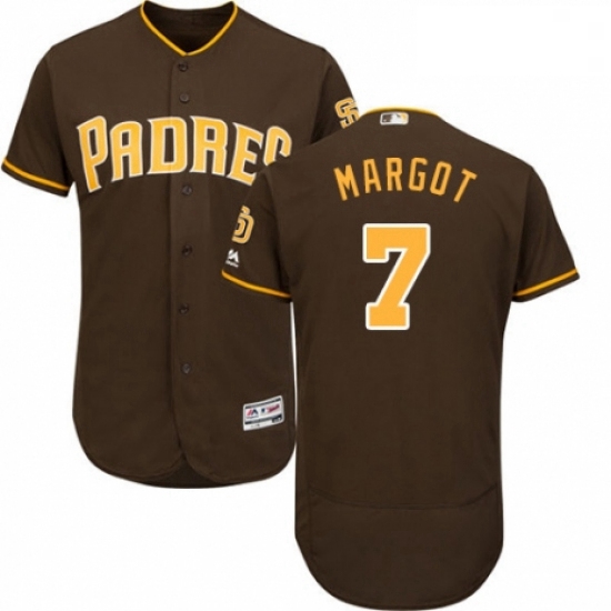 Mens Majestic San Diego Padres 7 Manuel Margot Brown Alternate Flex Base Authentic Collection MLB Je