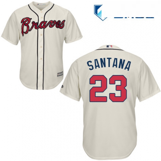 Mens Majestic Atlanta Braves 23 Danny Santana Replica Cream Alternate 2 Cool Base MLB Jersey