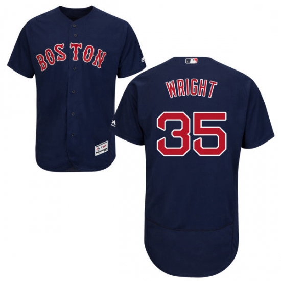 Mens Majestic Boston Red Sox 35 Steven Wright Navy Blue Alternate Flex Base Authentic Collection MLB