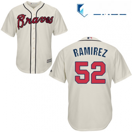 Mens Majestic Atlanta Braves 52 Jose Ramirez Replica Cream Alternate 2 Cool Base MLB Jersey