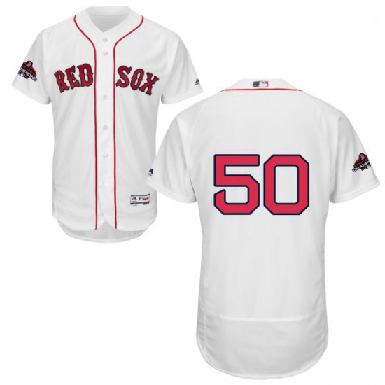 Mens Majestic Boston Red Sox 50 Mookie Betts White Home Flex Base Authentic Collection 2018 World Se