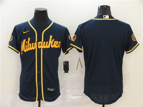 Brewers Blank Navy Nike 2020 Flexbase Jersey