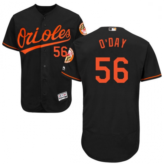 Mens Majestic Baltimore Orioles 56 Darren ODay Black Alternate Flex Base Authentic Collection MLB Je