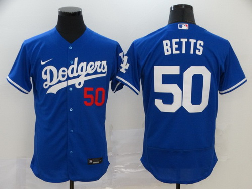 Dodgers 50 Mookie Betts Royal 2020 Nike Flexbase Jersey