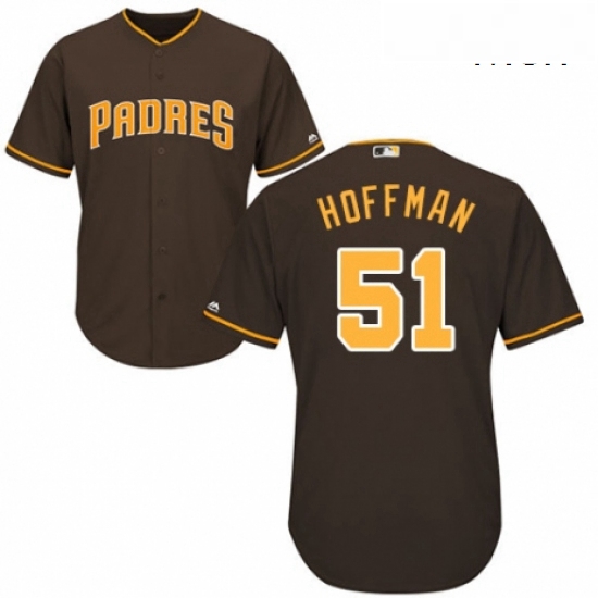 Mens Majestic San Diego Padres 51 Trevor Hoffman Replica Brown Alternate Cool Base MLB Jersey