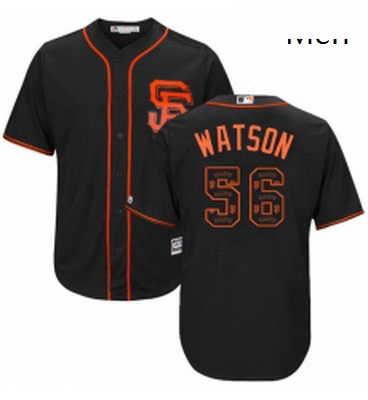 Mens Majestic San Francisco Giants 56 Tony Watson Authentic Black Team Logo Fashion Cool Base MLB Je