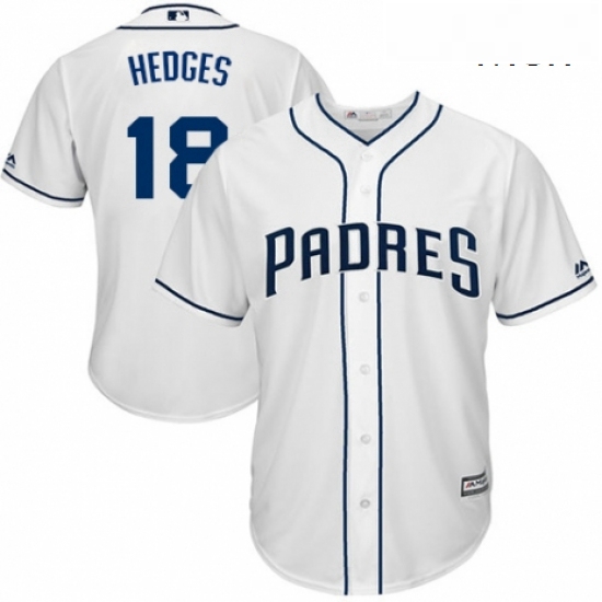 Mens Majestic San Diego Padres 18 Austin Hedges Replica White Home Cool Base MLB Jersey