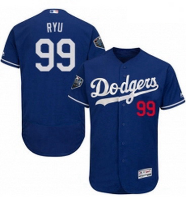 Mens Majestic Los Angeles Dodgers 99 Hyun Jin Ryu Royal Blue Flexbase Authentic Collection 2018 Worl