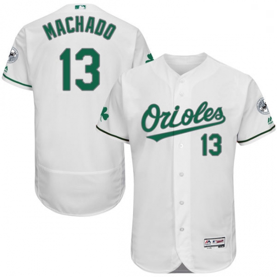 Mens Majestic Baltimore Orioles 13 Manny Machado White Celtic Flexbase Authentic Collection MLB Jers