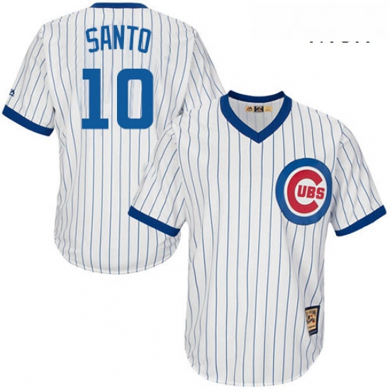 Mens Majestic Chicago Cubs 10 Ron Santo Replica White Home Cooperstown MLB Jersey