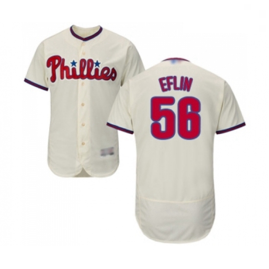 Mens Philadelphia Phillies 56 Zach Eflin Cream Alternate Flex Base Authentic Collection Baseball Jer