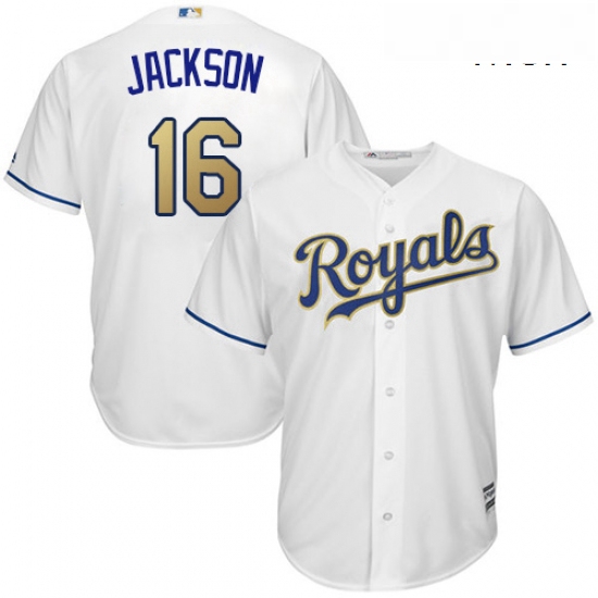 Mens Majestic Kansas City Royals 16 Bo Jackson Replica White Home Cool Base MLB Jersey