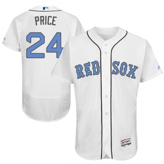 Mens Majestic Boston Red Sox 24 David Price Authentic White 2016 Fathers Day Fashion Flex Base MLB J