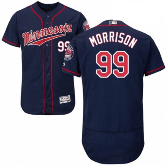 Mens Majestic Minnesota Twins 99 Logan Morrison Authentic Navy Blue Alternate Flex Base Authentic Co