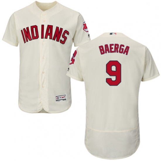 Mens Majestic Cleveland Indians 9 Carlos Baerga Cream Flexbase Authentic Collection MLB Jersey