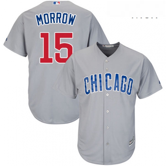 Mens Majestic Chicago Cubs 15 Brandon Morrow Replica Grey Road Cool Base MLB Jersey