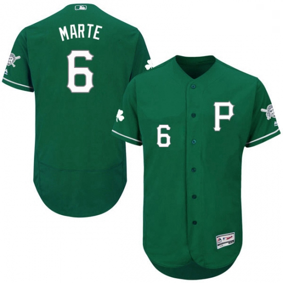 Mens Majestic Pittsburgh Pirates 6 Starling Marte Green Celtic Flexbase Authentic Collection MLB Jer