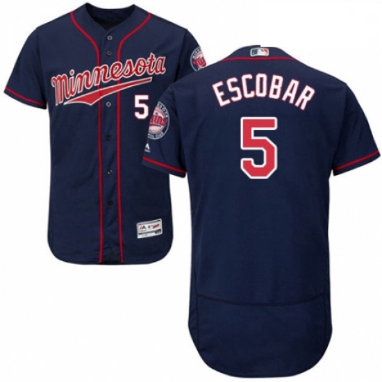 Mens Majestic Minnesota Twins 5 Eduardo Escobar Authentic Navy Blue Alternate Flex Base Authentic Co