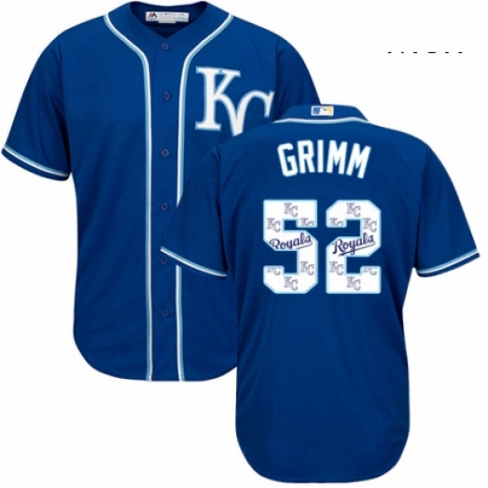 Mens Majestic Kansas City Royals 52 Justin Grimm Blue Authentic Blue Team Logo Fashion Cool Base MLB