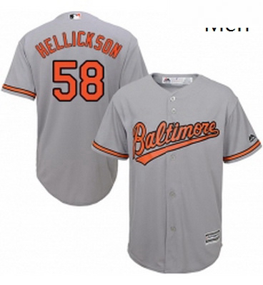 Mens Majestic Baltimore Orioles 58 Jeremy Hellickson Replica Grey Road Cool Base MLB Jersey