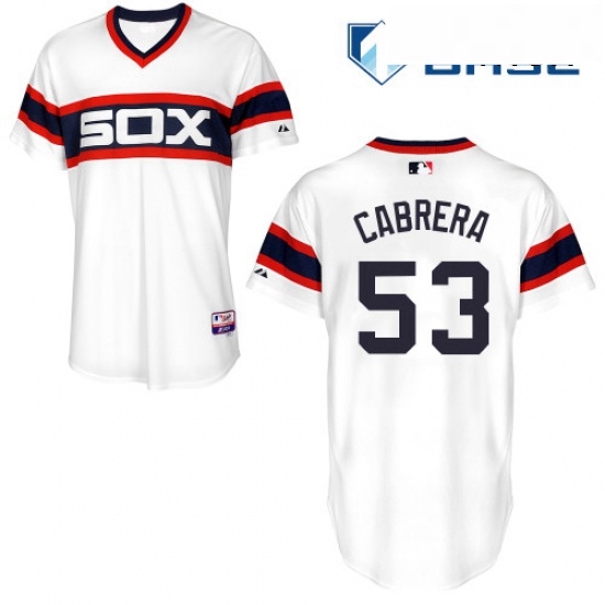 Mens Majestic Chicago White Sox 53 Melky Cabrera Replica White 2013 Alternate Home Cool Base MLB Jer