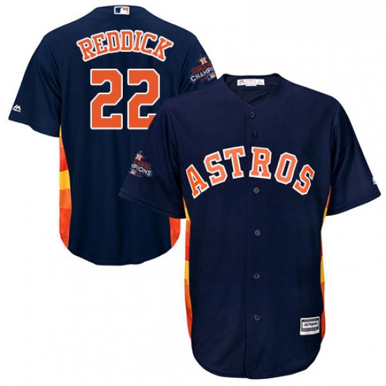 Youth Majestic Houston Astros 22 Josh Reddick Authentic Navy Blue Alternate 2017 World Series Champi