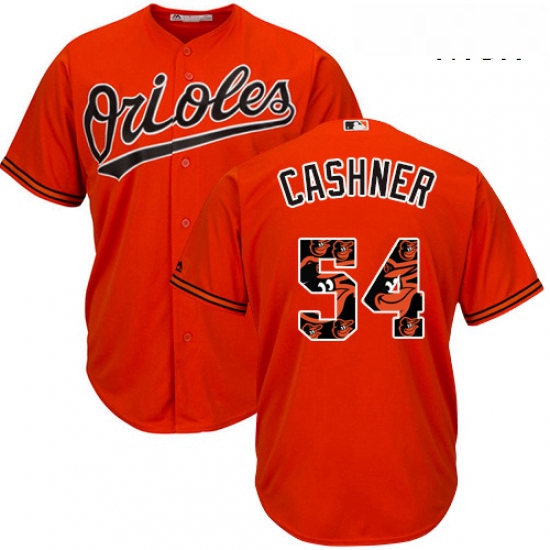 Mens Majestic Baltimore Orioles 54 Andrew Cashner Authentic Orange Team Logo Fashion Cool Base MLB J