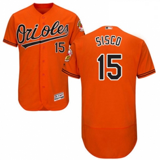 Mens Majestic Baltimore Orioles 15 Chance Sisco Orange Alternate Flex Base Authentic Collection MLB 